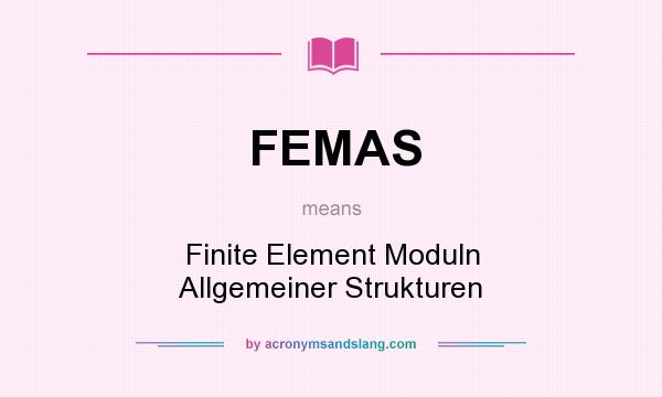 What does FEMAS mean? It stands for Finite Element Moduln Allgemeiner Strukturen