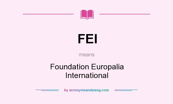 What does FEI mean? It stands for Foundation Europalia International