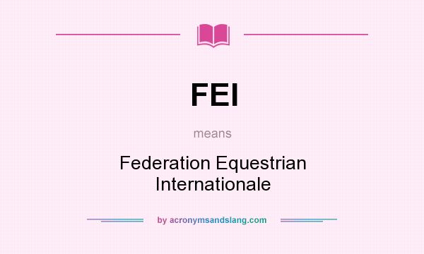 What does FEI mean? It stands for Federation Equestrian Internationale