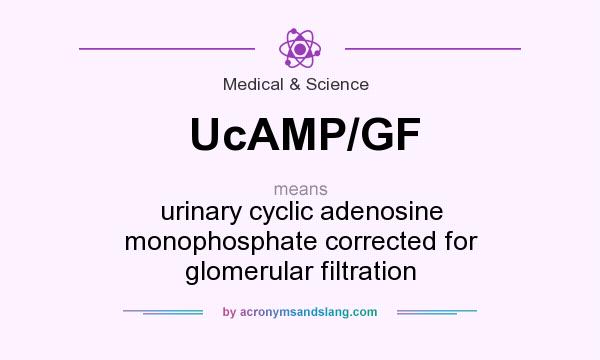 What does UcAMP/GF mean? It stands for urinary cyclic adenosine monophosphate corrected for glomerular filtration