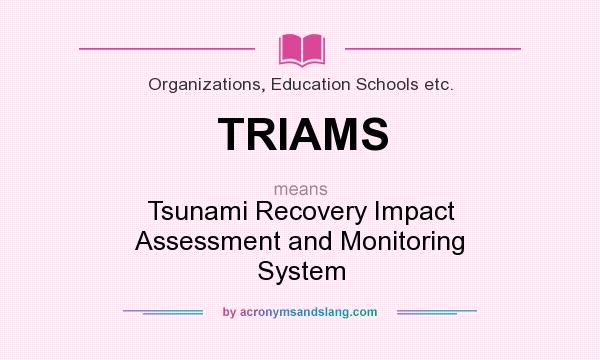 What does TRIAMS mean? It stands for Tsunami Recovery Impact Assessment and Monitoring System