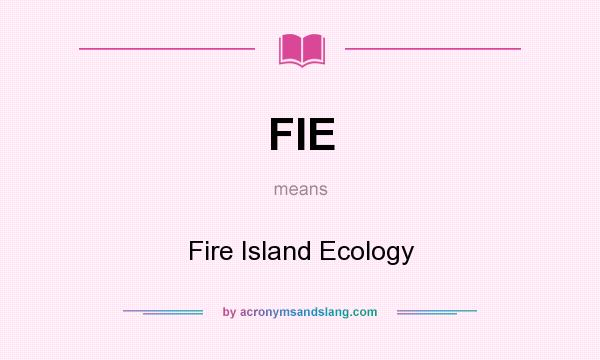 What does FIE mean? It stands for Fire Island Ecology