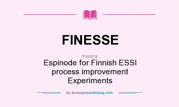 What does FINESSE mean? It stands for Espinode for Finnish ESSI process improvement Experiments