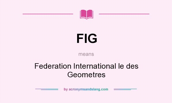 What does FIG mean? It stands for Federation International le des Geometres