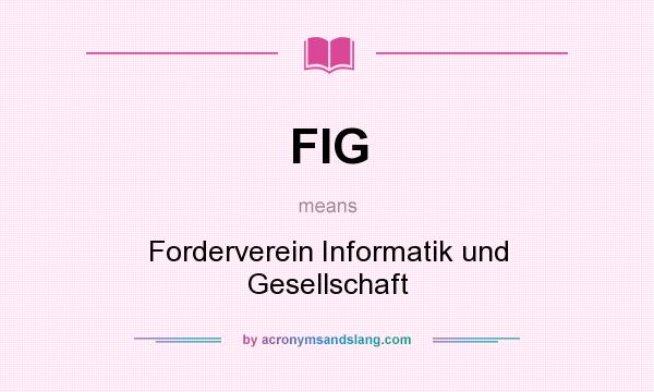 What does FIG mean? It stands for Forderverein Informatik und Gesellschaft