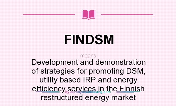 What does FINDSM mean? It stands for Development and demonstration of strategies for promoting DSM, utility based IRP and energy efficiency services in the Finnish restructured energy market