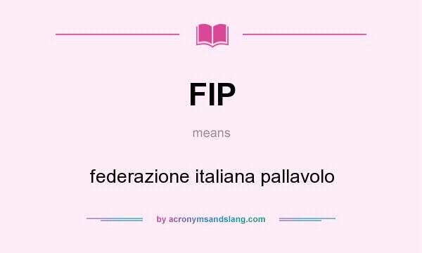 What does FIP mean? It stands for federazione italiana pallavolo
