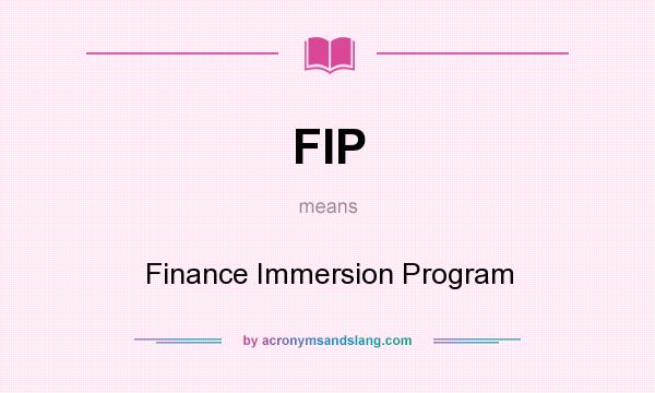 What does FIP mean? It stands for Finance Immersion Program