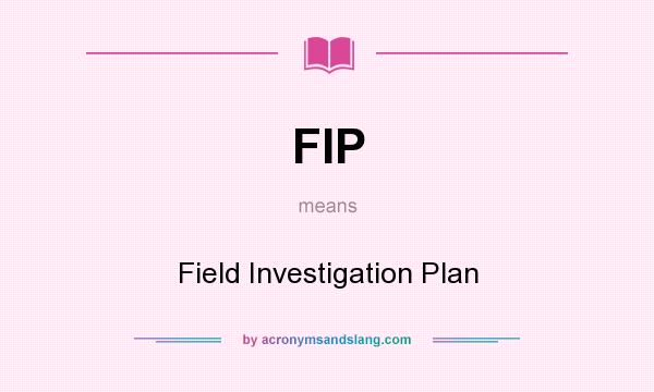 What does FIP mean? It stands for Field Investigation Plan