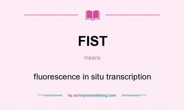 What does FIST mean? It stands for fluorescence in situ transcription