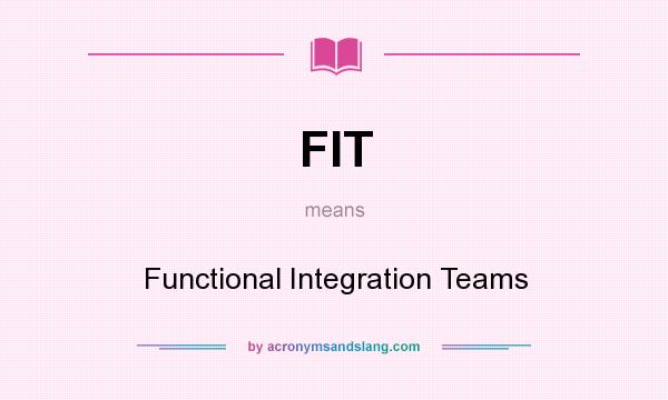 What does FIT mean? It stands for Functional Integration Teams