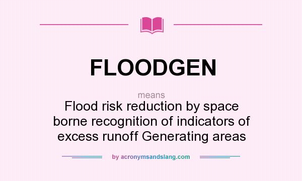 What does FLOODGEN mean? It stands for Flood risk reduction by space borne recognition of indicators of excess runoff Generating areas
