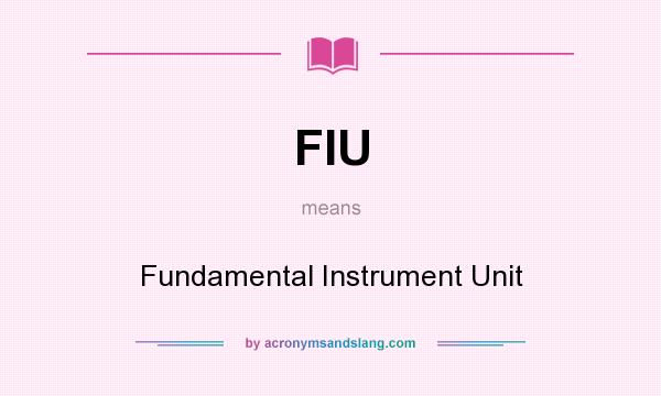 What does FIU mean? It stands for Fundamental Instrument Unit