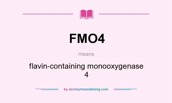 What does FMO4 mean? It stands for flavin-containing monooxygenase 4