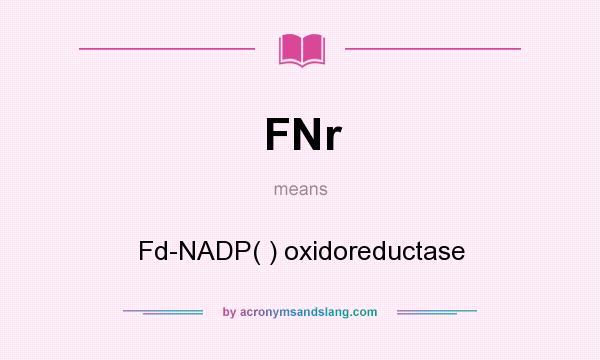 What does FNr mean? It stands for Fd-NADP( ) oxidoreductase