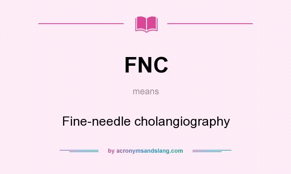 What does FNC mean? It stands for Fine-needle cholangiography