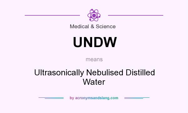 What does UNDW mean? It stands for Ultrasonically Nebulised Distilled Water
