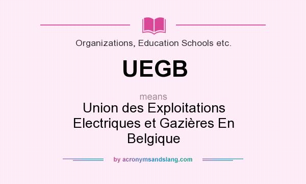What does UEGB mean? It stands for Union des Exploitations Electriques et Gazières En Belgique