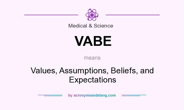 What does VABE mean? It stands for Values, Assumptions, Beliefs, and Expectations