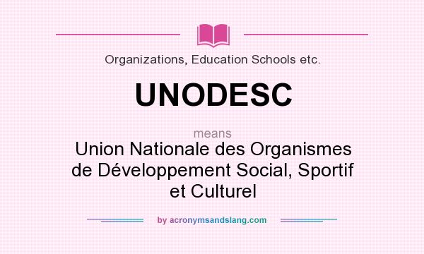 What does UNODESC mean? It stands for Union Nationale des Organismes de Développement Social, Sportif et Culturel