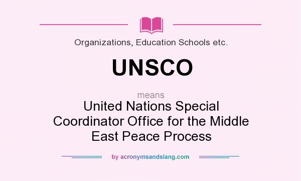 What does UNSCO mean? It stands for United Nations Special Coordinator Office for the Middle East Peace Process
