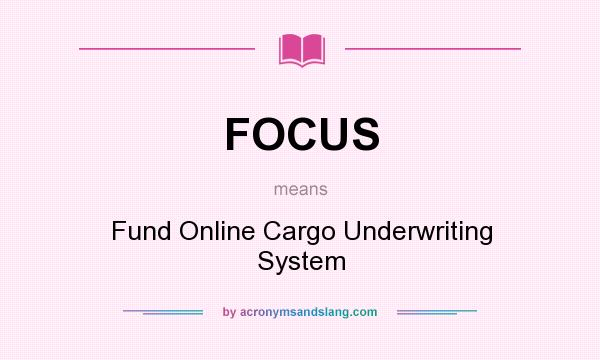 What does FOCUS mean? It stands for Fund Online Cargo Underwriting System