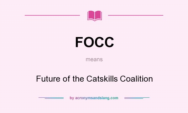 What does FOCC mean? It stands for Future of the Catskills Coalition