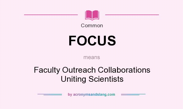 What does FOCUS mean? It stands for Faculty Outreach Collaborations Uniting Scientists