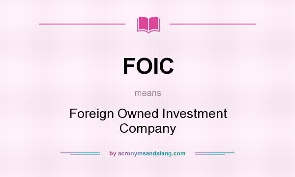 What does FOIC mean? It stands for Foreign Owned Investment Company