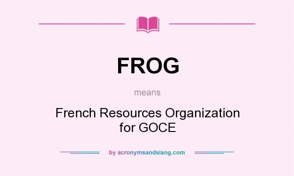 What does FROG mean? It stands for French Resources Organization for GOCE