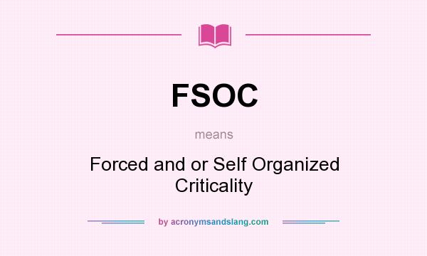 What does FSOC mean? It stands for Forced and or Self Organized Criticality