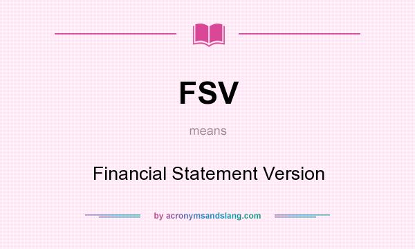 What does FSV mean? It stands for Financial Statement Version