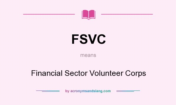 What does FSVC mean? It stands for Financial Sector Volunteer Corps