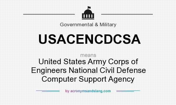 What does USACENCDCSA mean? It stands for United States Army Corps of Engineers National Civil Defense Computer Support Agency
