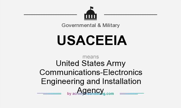 What does USACEEIA mean? It stands for United States Army Communications-Electronics Engineering and Installation Agency