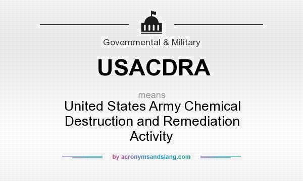 What does USACDRA mean? It stands for United States Army Chemical Destruction and Remediation Activity