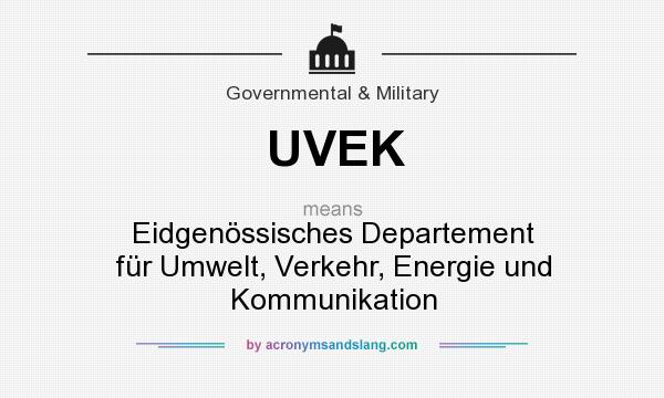 What does UVEK mean? It stands for Eidgenössisches Departement für Umwelt, Verkehr, Energie und Kommunikation