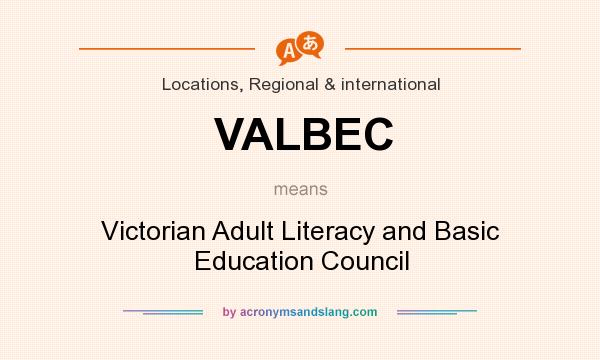 What does VALBEC mean? It stands for Victorian Adult Literacy and Basic Education Council