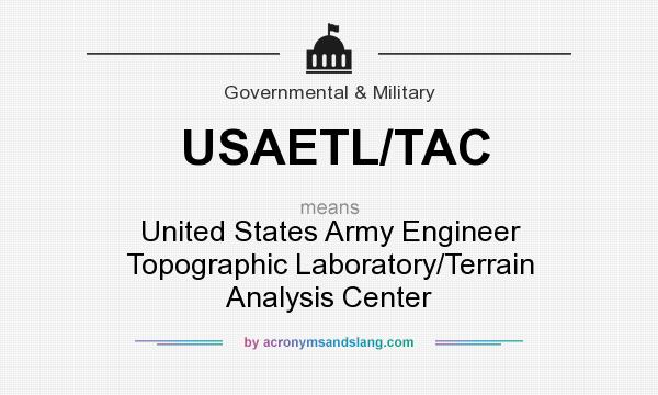 What does USAETL/TAC mean? It stands for United States Army Engineer Topographic Laboratory/Terrain Analysis Center