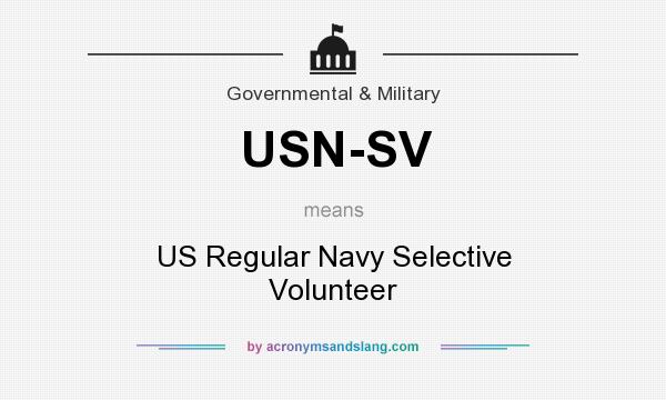 What does USN-SV mean? It stands for US Regular Navy Selective Volunteer