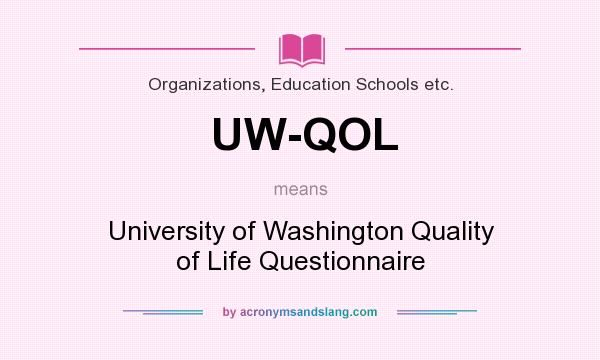 What does UW-QOL mean? It stands for University of Washington Quality of Life Questionnaire