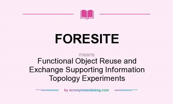 What does FORESITE mean? It stands for Functional Object Reuse and Exchange Supporting Information Topology Experiments