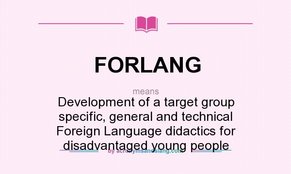 What does FORLANG mean? It stands for Development of a target group specific, general and technical Foreign Language didactics for disadvantaged young people