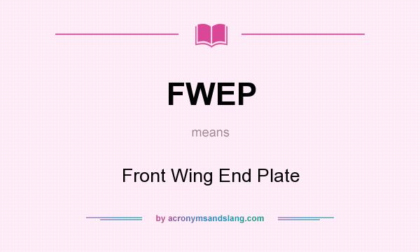 What does FWEP mean? It stands for Front Wing End Plate