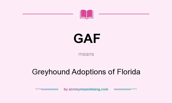 What does GAF mean? It stands for Greyhound Adoptions of Florida