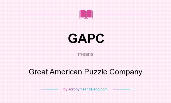 What does GAPC mean? It stands for Great American Puzzle Company