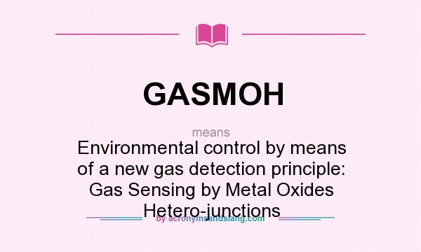 What does GASMOH mean? It stands for Environmental control by means of a new gas detection principle: Gas Sensing by Metal Oxides Hetero-junctions
