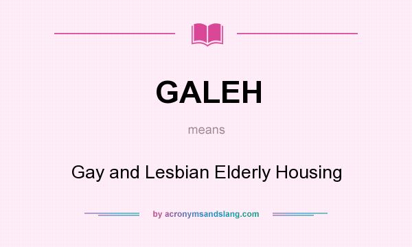What does GALEH mean? It stands for Gay and Lesbian Elderly Housing