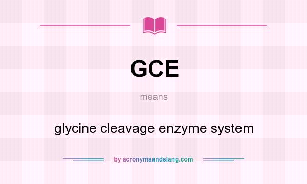 What does GCE mean? It stands for glycine cleavage enzyme system