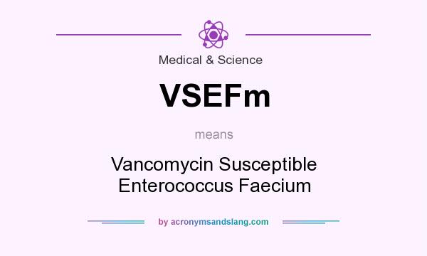 What does VSEFm mean? It stands for Vancomycin Susceptible Enterococcus Faecium